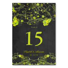 Tarjeta De Mesa Hibiscus Green Traga Boda Floral de Cartucho
