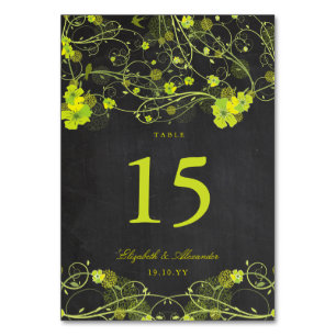 Tarjeta De Mesa Hibiscus Green Traga Boda Floral de Cartucho