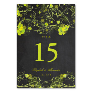 Tarjeta De Mesa Hibiscus Green Traga Boda Floral de Cartucho