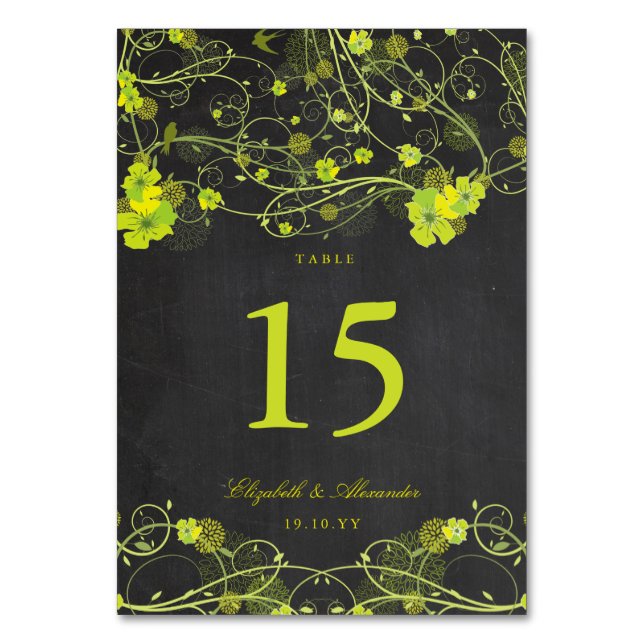 Tarjeta De Mesa Hibiscus Green Traga Boda Floral de Cartucho (Anverso)