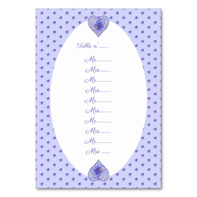 Tarjeta De Mesa Hibiscus & lace BLUE (Anverso)