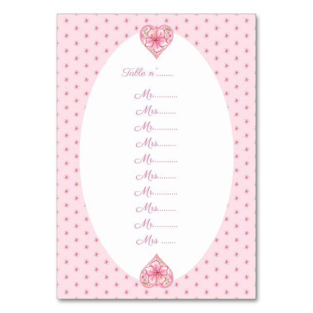 Tarjeta De Mesa Hibiscus & lace PINK (Anverso)