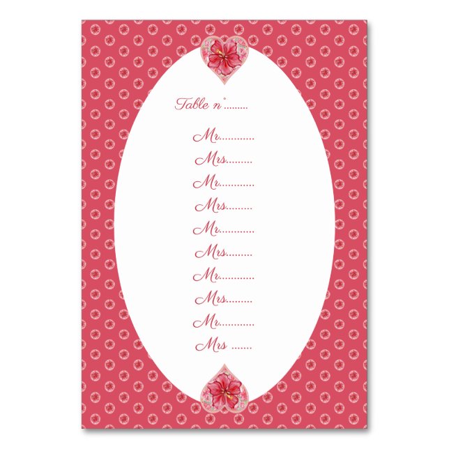 Tarjeta De Mesa Hibiscus & lace RED (Anverso)