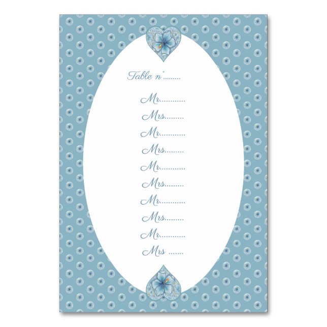 Tarjeta De Mesa Hibiscus & lace TURQUOISE (Anverso)