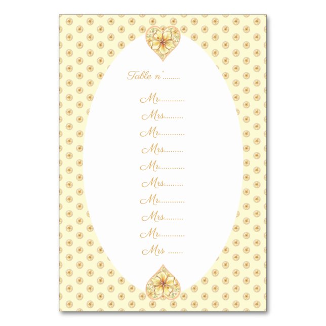 Tarjeta De Mesa Hibiscus & lace YELLOW (Anverso)