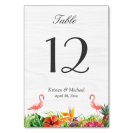 Tarjeta De Mesa Hibiscus Tropical Flamingo Floral Número de tabla