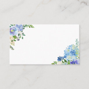 Tarjeta De Mesa Hidrángulas de color azul y floral Rosa