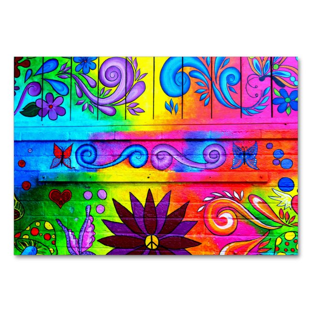 tarjeta de mesa hippie de groovy 70 (Anverso)