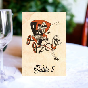 Tarjeta De Mesa Historieta de estilo antiguo retro vintage, Boda r