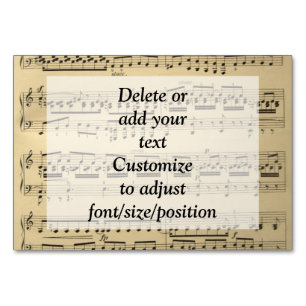 Tarjeta De Mesa Hoja de música de vintage