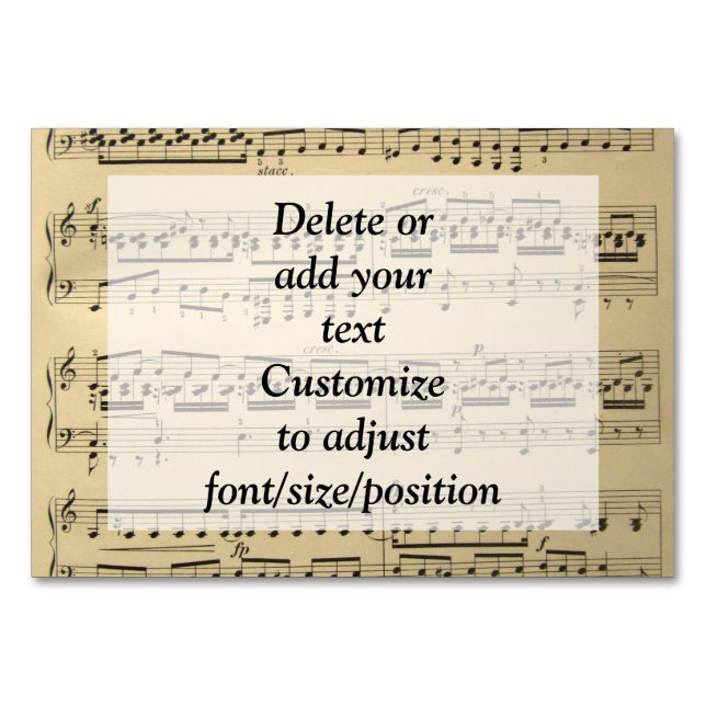 Tarjeta De Mesa Hoja de música de vintage (Anverso)