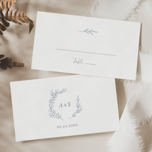 Tarjeta De Mesa Hoja mínima Boda azul turbio