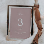 Tarjeta De Mesa Hoja mínima | Número de cuadro del Rosa de polvo<br><div class="desc">Este número mínimo de tabla de rosa de polvo de hoja es perfecto para un boda boho. El diseño romántico presenta una sencilla silueta de vegetación en una mauve rosa macizo con un estilo boho minimalista clásico. La tarjeta se imprime en la parte delantera y trasera (doble cara). Los elementos...</div>
