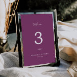 Tarjeta De Mesa Hoja mínima | Número de tabla de Boda morado de Be<br><div class="desc">Este número mínimo de tabla de boda de moras de hoja es perfecto para un boda boho. El diseño presenta una sencilla silueta de hojas de vegetación en un romántico color violeta estival con un minimalista estilo bohemio-jardín. La tarjeta se imprime en la parte delantera y trasera (doble cara). Los...</div>