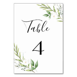 Tarjeta De Mesa Hojas de oliva y Boda geométrico de oro Num