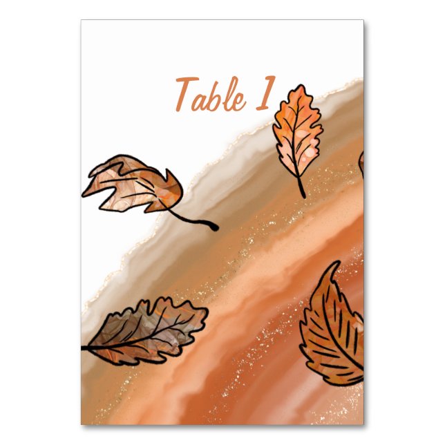 Tarjeta De Mesa Hojas de otoño de ágata (Anverso)