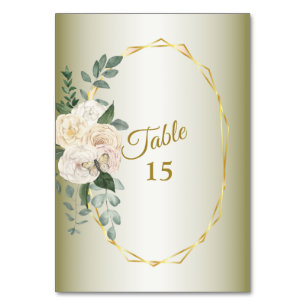 Tarjeta De Mesa Hojas de vegetación para bodas floral rosa geométr