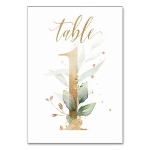 Tarjeta De Mesa Hojas doradas verdes Mesa1,