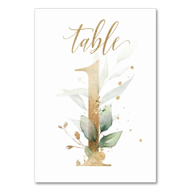 Tarjeta De Mesa Hojas doradas verdes Mesa1, (Anverso)