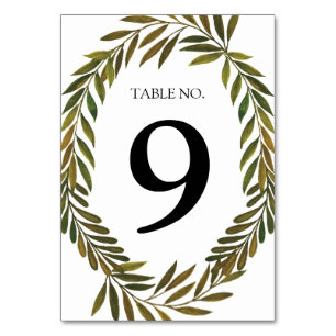 Tarjeta De Mesa Hojas pintadas a mano Número de tabla