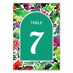 Tarjeta De Mesa Hojas tropicales coloridas máximas boda