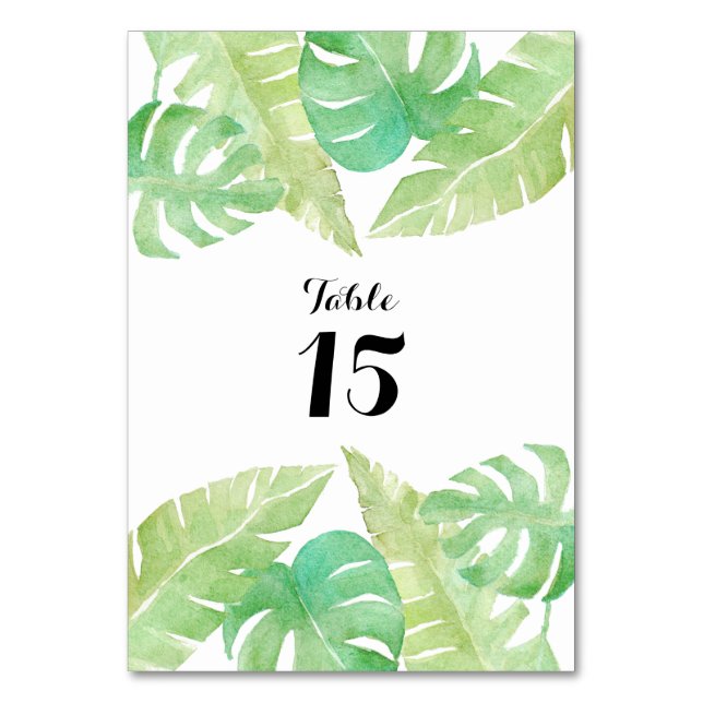 Tarjeta De Mesa Hojas tropicales en acuarela (Anverso)