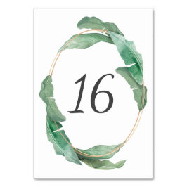 Tarjeta De Mesa hojas verdes botánicas de la acuarela tropical de 