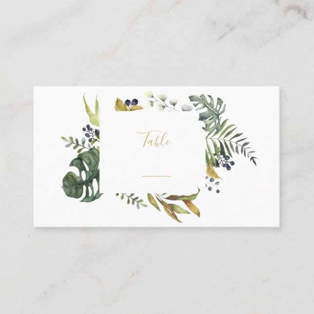 Tarjeta De Mesa Hojas y flores, número de tabla de borde (Anverso)