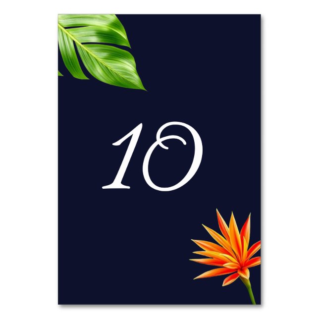 Tarjeta De Mesa Hojas y flores tropicales (Anverso)