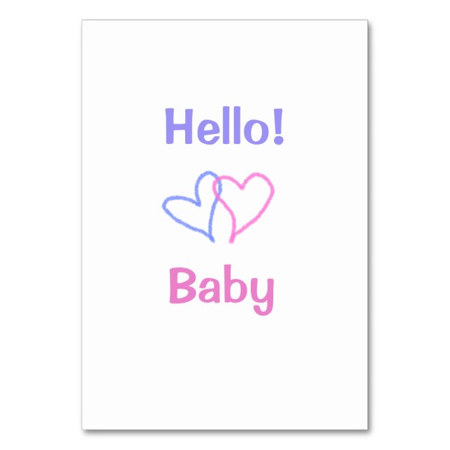 Tarjeta De Mesa Hola bebé púrpura púrpura nombre de corazón acuare (Anverso)