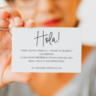 Tarjeta De Mesa Hola México Boda Bienvenida Cesta de Bolsa de Rega
