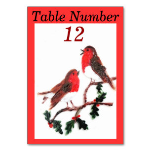 Tarjeta De Mesa Holly Robin Festive Art
