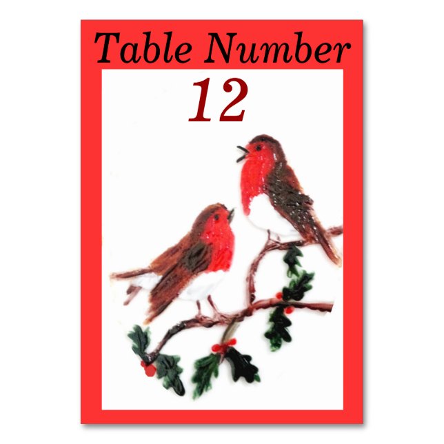 Tarjeta De Mesa Holly Robin Festive Art (Anverso)
