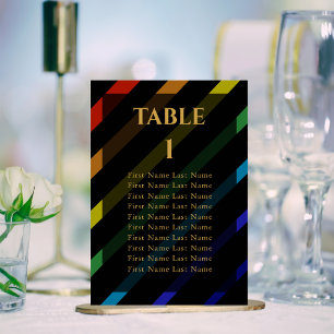 Tarjeta De Mesa Hombres Gays Boda Elegante Arcoíris Nombre