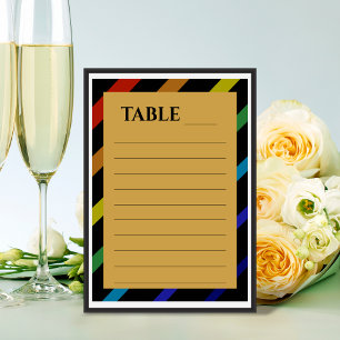 Tarjeta De Mesa Hombres Gays Boda Elegante Arcoíris Nombre