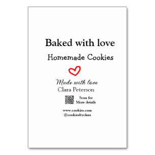 Tarjeta De Mesa Horneado con galletas caseras de amor añade QR hec
