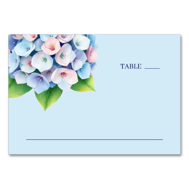 Tarjeta De Mesa Hortensia Botánica Serene Blue (Anverso)