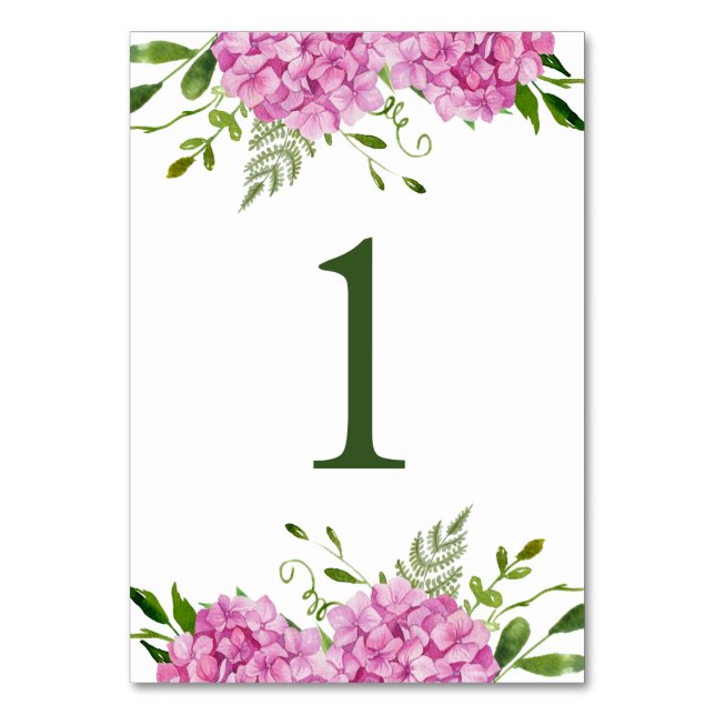 Tarjeta De Mesa Hortensia Rosa  (Anverso)