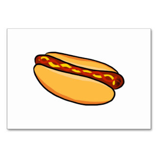 Tarjeta De Mesa HotDog Hot Dog Juicy Yummy Sausage Warm Buns Art