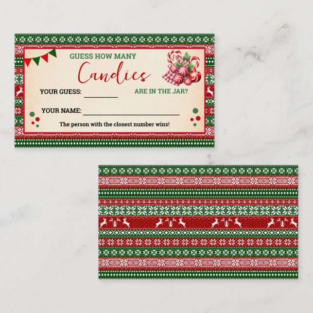 Tarjeta De Mesa How Many Candies Game Ugly Sweater Card (Anverso / Reverso)