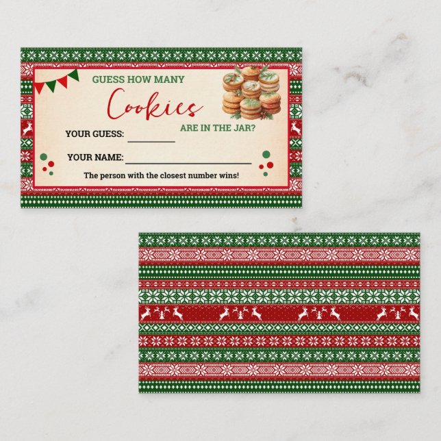 Tarjeta De Mesa How Many Cookies Game Ugly Sweater Card (Anverso / Reverso)