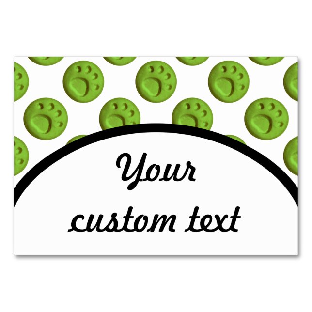 Tarjeta De Mesa Huellas de garras de perro - Verde (Anverso)