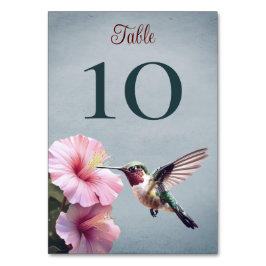 Tarjeta De Mesa Hummingbird e Hibiscus | Boda azul
