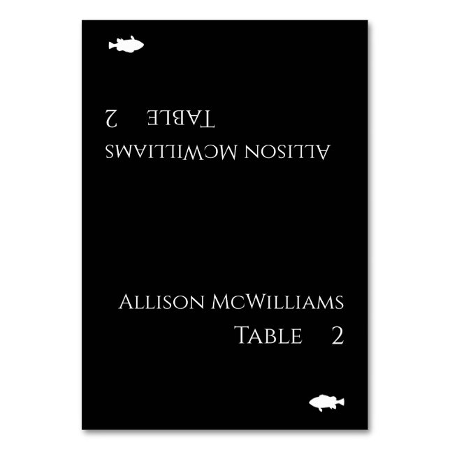 Tarjeta De Mesa Ícono de pez negro y blanco-moderno- (Anverso)