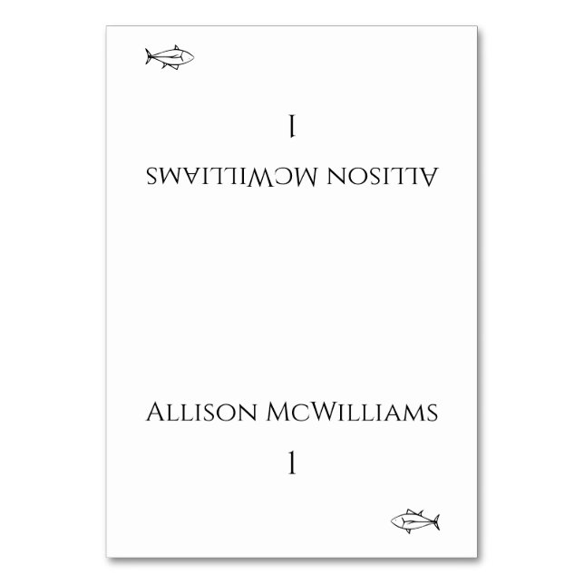 Tarjeta De Mesa Ícono de pez negro y blanco-moderno- (Anverso)