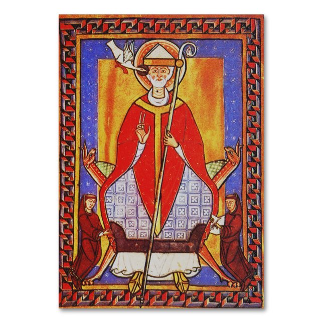 Tarjeta De Mesa Icono medieval de San Gregorio Magno (Anverso)