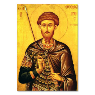 Tarjeta De Mesa icono ortodoxo de San Teodoro Tiron