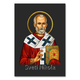 Tarjeta De Mesa icono ortodoxo serbio de carta de San Nicolás