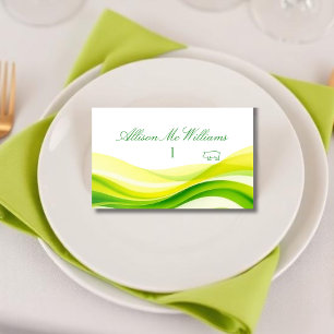 Tarjeta De Mesa Iconos de comida de cerdo verdes y amarillos cítri