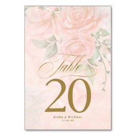 Tarjeta De Mesa ID828 del Boda de Rosas Rubor blandos